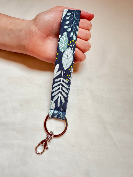 Handmade Blue Leaf Wristlet