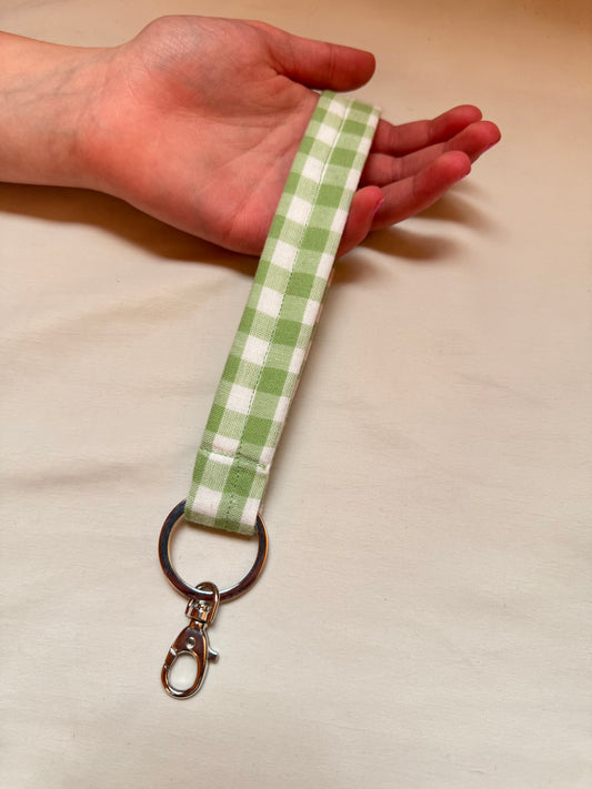 Handmade Green Gingham Wristlet