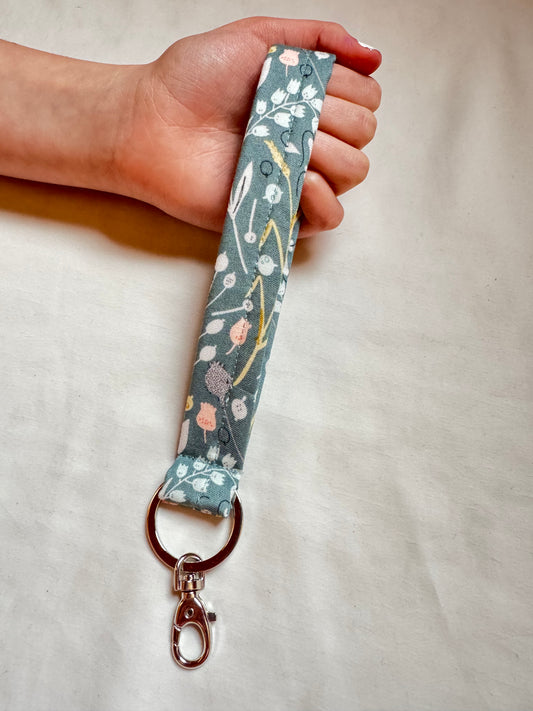 Handmade Teal Floral Wristlet
