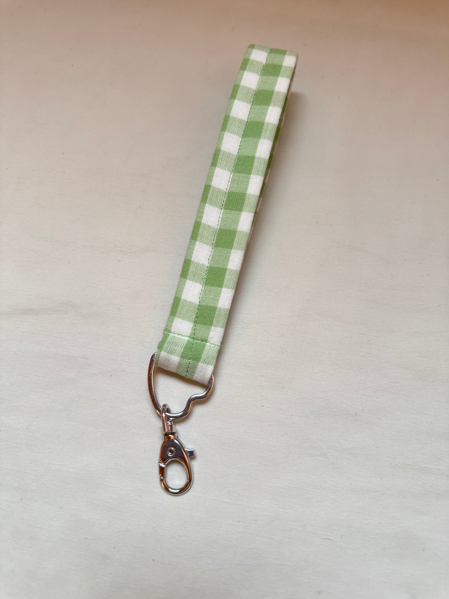 Handmade Green Gingham Wristlet
