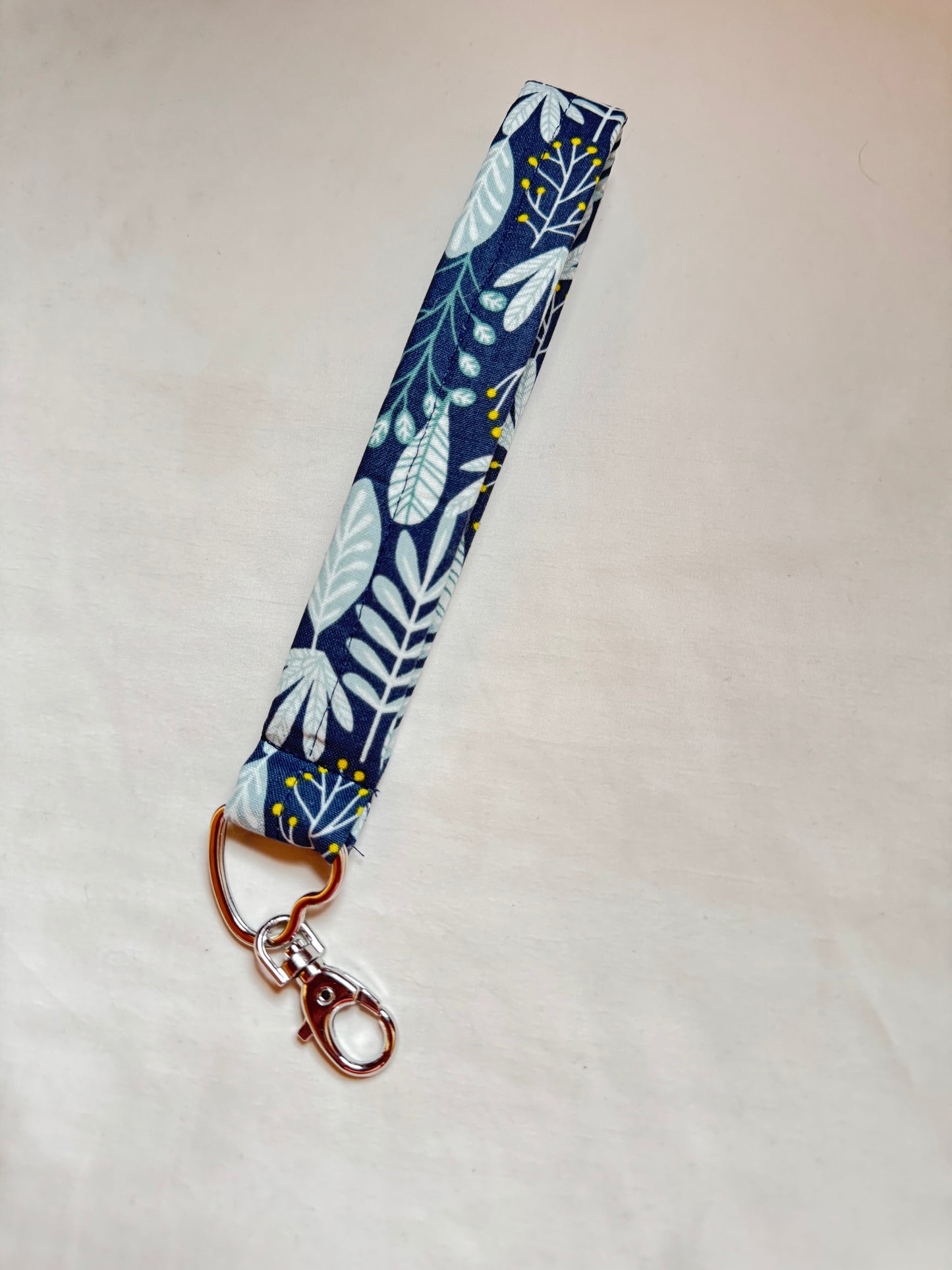 Handmade Blue Leaf Wristlet