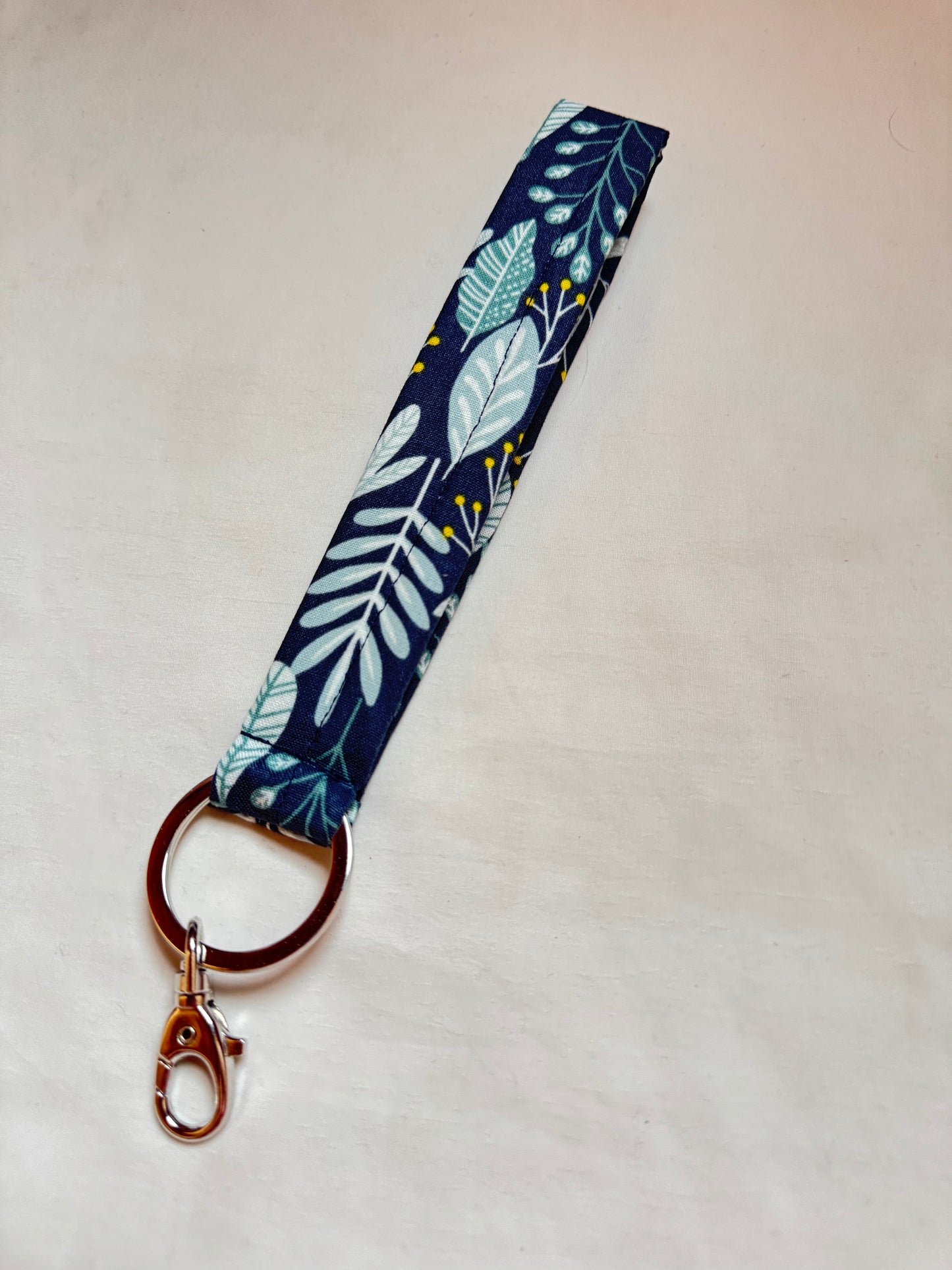 Handmade Blue Leaf Wristlet