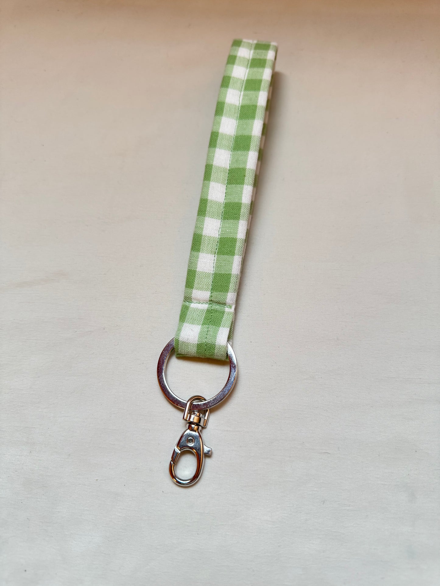 Handmade Green Gingham Wristlet