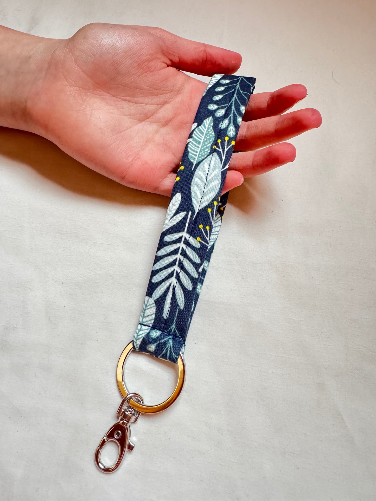 Handmade Blue Leaf Wristlet